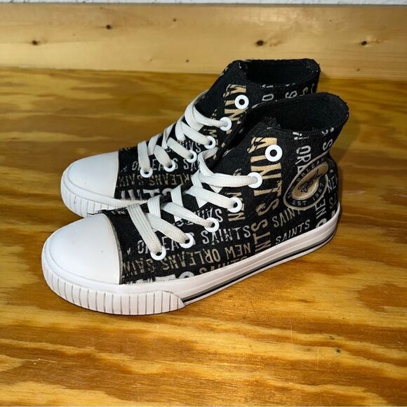 Youth FOCO Black New Orleans Saints Repeat Wordmark High Top Canvas Sneakers - Picture 3 of 8